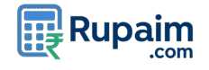Rupaim.com finance calculator logo with Indian Rupee symbol, calculator icon, and modern typography for loans, EMI, SIP, FD, and investment tools.